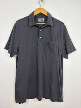 Faherty Sun Washed Polo Shirt Mens XL Dark Gray Organic Cotton Short Sleeve